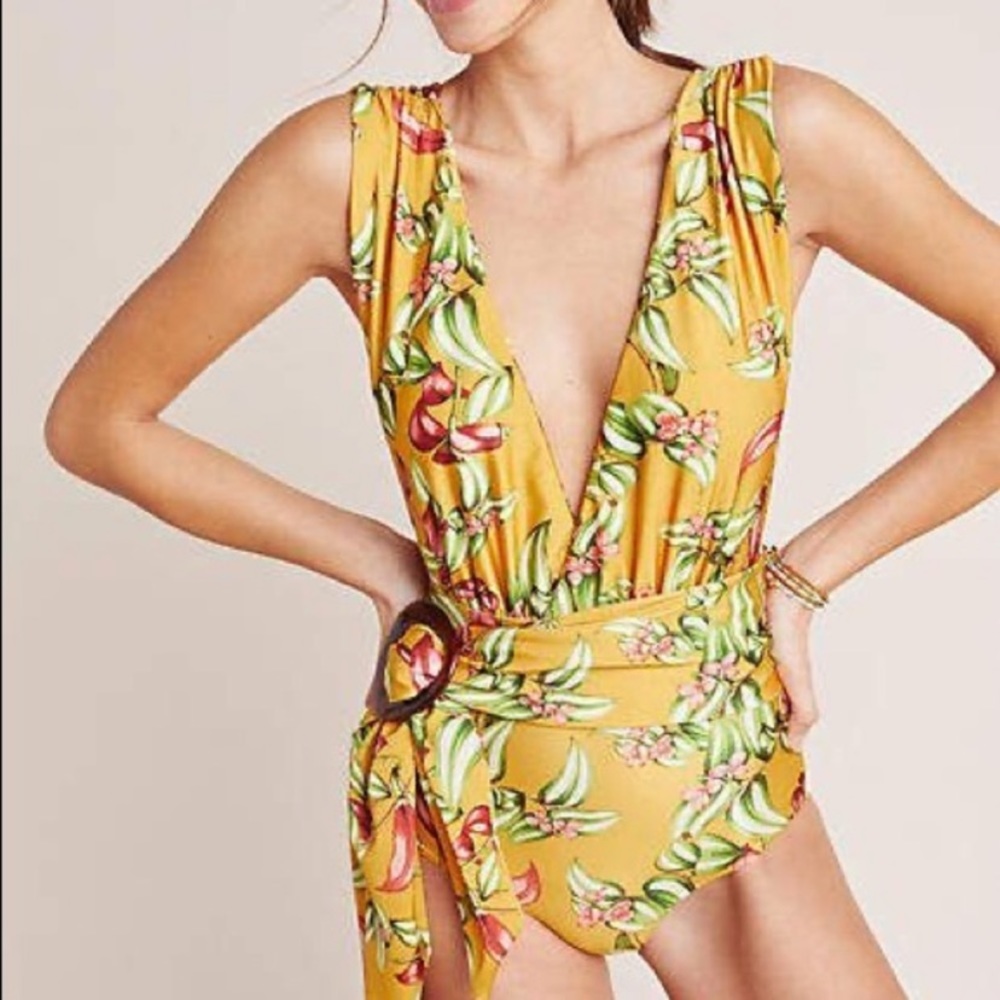 PatBo zebrina plunge belted one piece